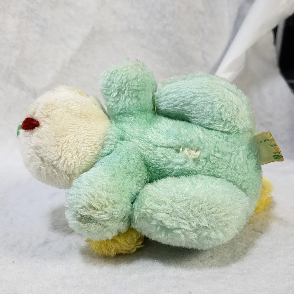 Vintage Commonwealth Toy Pastel Green Yellow Puppy Dog Plush Stuffed Animal 6